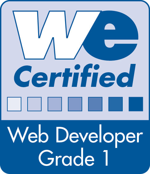 Logo von Webmasters Europe mit Zertifizierung